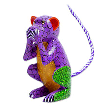 Load image into Gallery viewer, Wood Alebrije Carving of Multicolored Monkey from Oaxaca - Speak No Evil | NOVICA