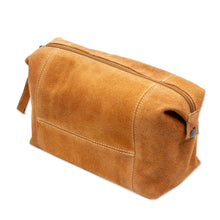 Load image into Gallery viewer, Spice Brown Travel or Cosmetic Bag with Zipper and Strap - El Bajio | NOVICA