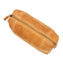 Load image into Gallery viewer, Spice Brown Travel or Cosmetic Bag with Zipper and Strap - El Bajio | NOVICA