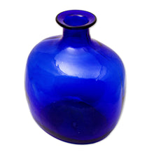 Load image into Gallery viewer, Blue Bottle Shaped Eco Friendly Blown Glass Vase - Cobalt Blue Bottle | NOVICA