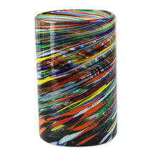 Load image into Gallery viewer, Whirling Multicolored Recycled Glass Tumblers (Set of 6) - Swirling Rainbows | NOVICA