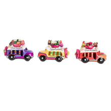 Load image into Gallery viewer, Ceramic Refrigerator Magnets of Guatemalan Buses (Set of 3) - Multicolor Old Time Buses | NOVICA