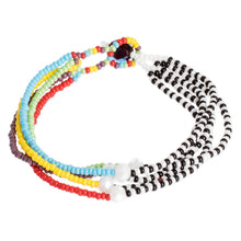 Load image into Gallery viewer, Black and White Multicolor Multiple Strand Bracelet - Rainbow Zebra | NOVICA
