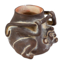Load image into Gallery viewer, Ceramic Monkey Shaped Jar Replica in Brown from Mexico - Monkeyshines | NOVICA
