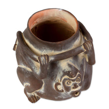Load image into Gallery viewer, Ceramic Monkey Shaped Jar Replica in Brown from Mexico - Monkeyshines | NOVICA