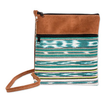 Load image into Gallery viewer, Hand Woven Green and Ivory Sling Purse from Guatemala - Jocotenango Green Tote | NOVICA