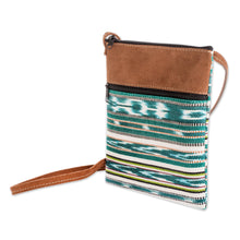 Load image into Gallery viewer, Hand Woven Green and Ivory Sling Purse from Guatemala - Jocotenango Green Tote | NOVICA