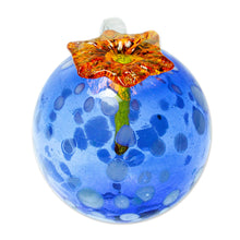 Load image into Gallery viewer, Blue and Orange Blown Glass Hummingbird Feeder - Blueberry Blossom | NOVICA