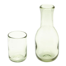 Load image into Gallery viewer, 2-Piece Set of Recycled Glass Handblown Carafe and Glass - Cheers | NOVICA