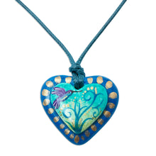 Load image into Gallery viewer, Papier Mache Hummingbird Pendant Necklace from Mexico - Hummingbird Embrace | NOVICA