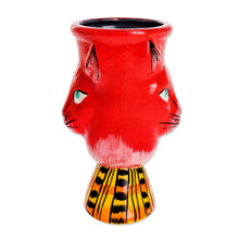 Load image into Gallery viewer, Handmade Cat Motif Planter - Top Cat in Red | NOVICA