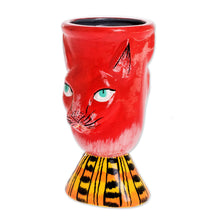 Load image into Gallery viewer, Handmade Cat Motif Planter - Top Cat in Red | NOVICA