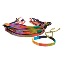 Load image into Gallery viewer, Set of 15 Multicolor Macrame Wristbands Made in Guatemala - Rainbow Sparkles | NOVICA