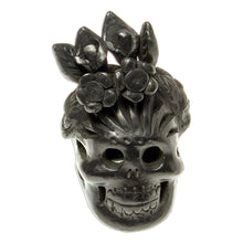 Load image into Gallery viewer, Barro Negro Skull Figurine from Mexico - Dark Frida | NOVICA