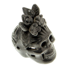 Load image into Gallery viewer, Barro Negro Skull Figurine from Mexico - Dark Frida | NOVICA