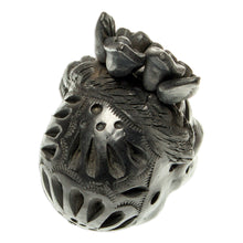 Load image into Gallery viewer, Barro Negro Skull Figurine from Mexico - Dark Frida | NOVICA