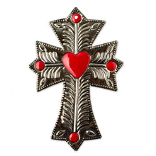 Load image into Gallery viewer, Embossed Metal Wall Cross - Sacred Heart | NOVICA