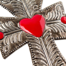 Load image into Gallery viewer, Embossed Metal Wall Cross - Sacred Heart | NOVICA
