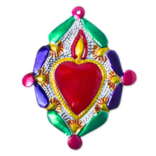 Load image into Gallery viewer, Colorful Metal Wall Accent from Mexico - Heart of Miracles | NOVICA