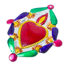 Load image into Gallery viewer, Colorful Metal Wall Accent from Mexico - Heart of Miracles | NOVICA