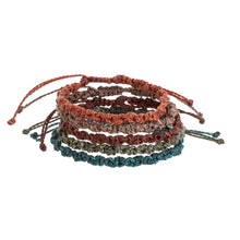 Load image into Gallery viewer, Set of 5 Handmade Assorted Relaxed Color Macrame Bracelets - Flame and Water | NOVICA