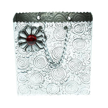 Load image into Gallery viewer, Decorative Floral Bag Made with Aluminum Engraved by Hand - Metallic Flower in Red | NOVICA
