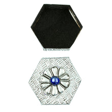 Load image into Gallery viewer, Hexagonal Aluminum Decorative Box with Flower from Mexico - Hexagonal Blue | NOVICA