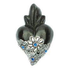 Load image into Gallery viewer, Heart-shaped Black Ceramic Wall Art Handcrafted in Mexico - Miniature Heart | NOVICA