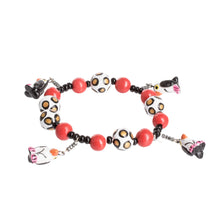 Load image into Gallery viewer, Handcrafted Ceramic Beaded Stretch Bracelet with Penguins - Dangling Penguins | NOVICA