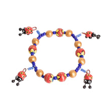 Load image into Gallery viewer, Handcrafted Ceramic Beaded Stretch Bracelet with Ladybugs - Cheerful Ladybugs | NOVICA