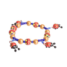 Load image into Gallery viewer, Handcrafted Ceramic Beaded Stretch Bracelet with Ladybugs - Cheerful Ladybugs | NOVICA