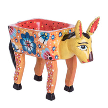 Load image into Gallery viewer, Handmade and Hand-painted Pine Wood Decorative Bowl - Horse with Flowers | NOVICA