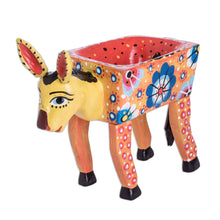 Load image into Gallery viewer, Handmade and Hand-painted Pine Wood Decorative Bowl - Horse with Flowers | NOVICA