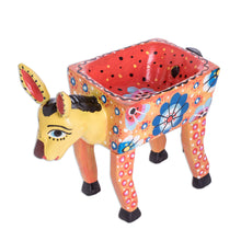 Load image into Gallery viewer, Handmade and Hand-painted Pine Wood Decorative Bowl - Horse with Flowers | NOVICA