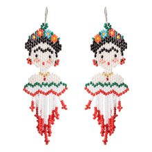 Load image into Gallery viewer, Handmade Frida Kahlo Glass Bead Earrings from Guatemala - Kahlo | NOVICA