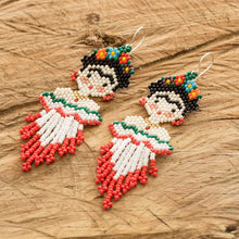 Load image into Gallery viewer, Handmade Frida Kahlo Glass Bead Earrings from Guatemala - Kahlo | NOVICA