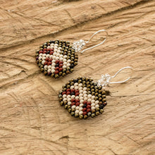 Load image into Gallery viewer, Guatemalan Artisan Made Beaded Silver Hook Dangle Earrings - Brown Sloth | NOVICA