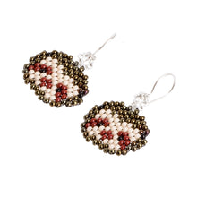 Load image into Gallery viewer, Guatemalan Artisan Made Beaded Silver Hook Dangle Earrings - Brown Sloth | NOVICA