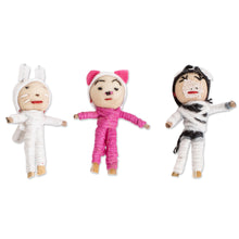 Load image into Gallery viewer, Animal-Themed Folk Art Worry Dolls (Set of 3) - Little Farm | NOVICA