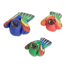Load image into Gallery viewer, Guatemalan Set of 3 Multicolor Hummingbird Ceramic Figurines - Hummingbird Family | NOVICA