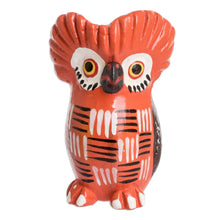 Load image into Gallery viewer, Red Owl-shaped Ceramic Figurine Handmade in Guatemala - Summer Tecolote | NOVICA