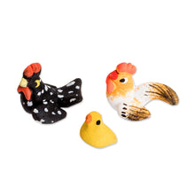 Load image into Gallery viewer, Set of 3 Hand-painted Chicken Themed Ceramic Figurines - Chicken Family | NOVICA