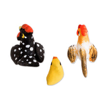 Load image into Gallery viewer, Set of 3 Hand-painted Chicken Themed Ceramic Figurines - Chicken Family | NOVICA