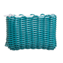 Load image into Gallery viewer, Teal Recycled Vinyl Cord Coin Purse Handwoven in Guatemala - Enchantment in Teal | NOVICA