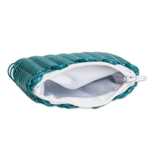Load image into Gallery viewer, Teal Recycled Vinyl Cord Coin Purse Handwoven in Guatemala - Enchantment in Teal | NOVICA