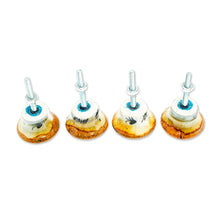 Load image into Gallery viewer, Set of 4 Floral Themed Ceramic Knobs Hand-Painted in Mexico - Floral Handiness | NOVICA