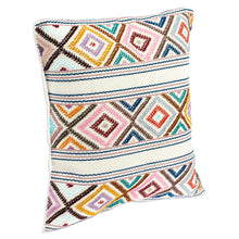 Load image into Gallery viewer, Hand Loomed Cotton Cushion Cover with Geometric Pattern - Festive Autumn | NOVICA