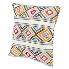 Load image into Gallery viewer, Hand Loomed Cotton Cushion Cover with Geometric Pattern - Festive Autumn | NOVICA