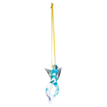 Load image into Gallery viewer, Handblown Recycled Glass Hummingbird Ornament in Cyan - Cyan Paradise Hummingbird | NOVICA