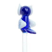Load image into Gallery viewer, Mexican Recycled Glass Cocktail Stirrer with Blue Owl - Cheeky Blue Owl | NOVICA